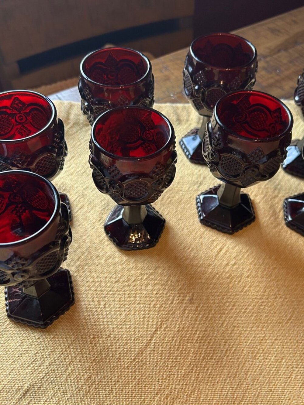 Vintage Avon 1876 Cape Cod Ruby Red Wine Goblet  set of 8   mini   holds  6oz - Picture 2 of 8
